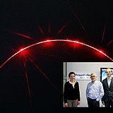 Rotes Laserlicht in einem Labor von Fraunhofer