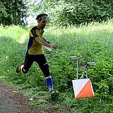 Person läuft im Wald