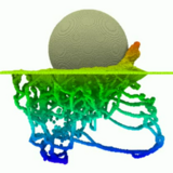 Ein Ball aus Würfeln mit zufälligen Linien 